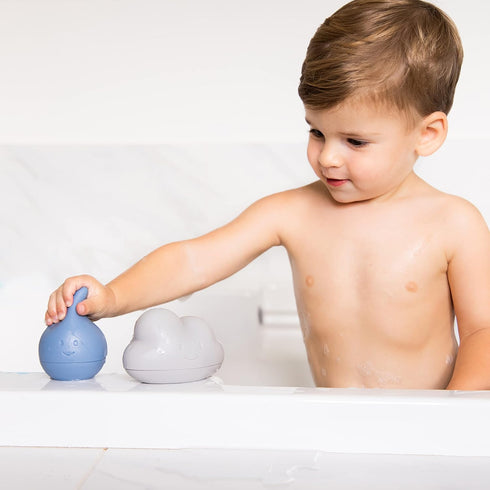 Ubbi Muted Color Cloud and Droplet Silicone Bath Squeeze Toys - Fun Bath Time Toys for Toddlers