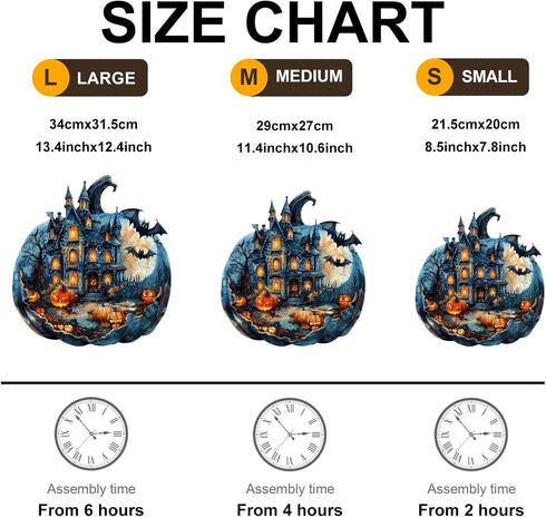 Wooden Jigsaw Puzzles, Unique Shape Halloween Pumpkin, Wooden Puzzles for Adults & Kids, Family Gifts