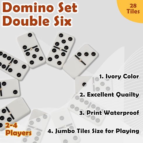 Set Set 6 Set 28 (2 Smilejoy Dominoes for Adults, Domino for Classic Board Games, Double Domino Game Pieces