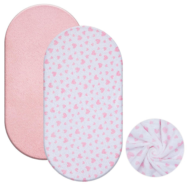 Fanfanwin 2 Pack Flannel Baby Bassinet Sheets 33 x 16 Inches Pink and