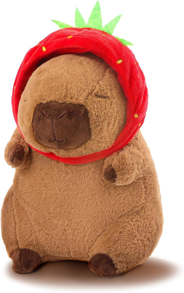 Capybara Plush Cute Capybara Stuffed Animal Kawaii Plush with Strawberry Hat Capybara