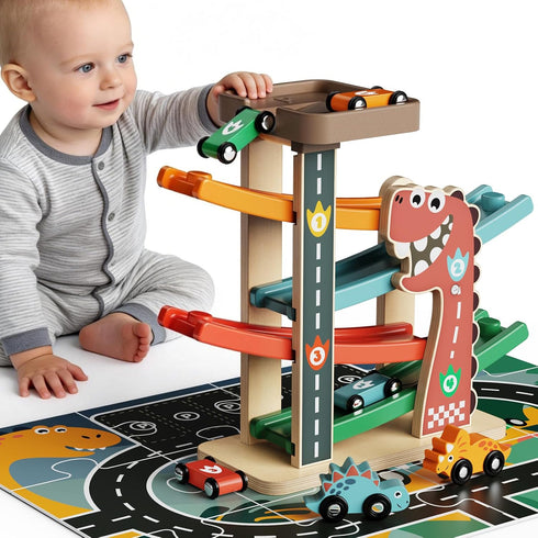 Montessori Car Ramp Toy for Toddlers 1 2 3 Year Old Wooden