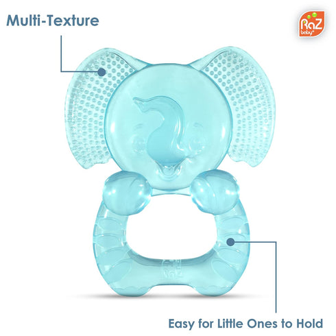 Elfy-Yummy 3m+ RaZbaby Teether: Teething Relief Toy - Elephant Design, Medical Grade Silicone with Ultra Soft Bristle