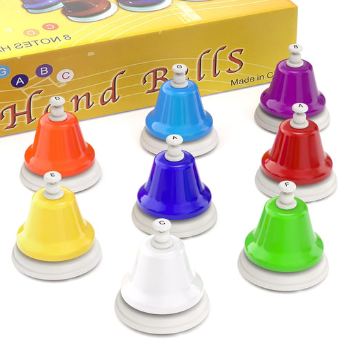 Facmogu 8 Desk Bells, Notes Diatonic Metal Hand Bells, Rainbow Music Bells, Musical Learning Teaching Percussion