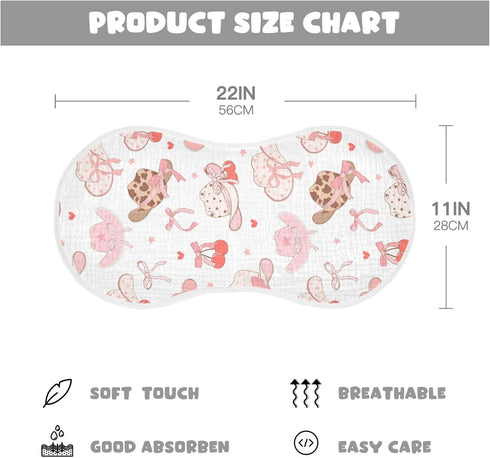 Mazeann 2 Pack Western Pinks Cowgirl Hat Burp Cloths Baby Boys Girls Absorbent Soft Cotton Burping Cloths Rags