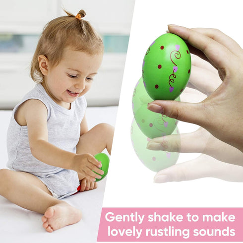 Hidreams Wooden Musical Egg Easter Egg Shakers Maracas for Baby Kids Instrument Early Learning Toys