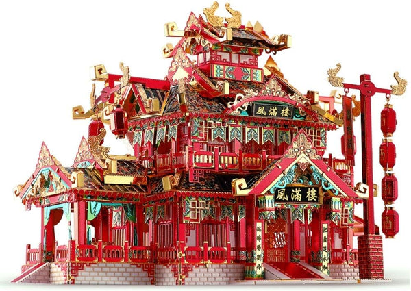 Piececool 3D Puzzles for Adults - 215 Pcs Metal Model Kits, Chinese Ancient Restaurant Building Puzzle DIY Toys