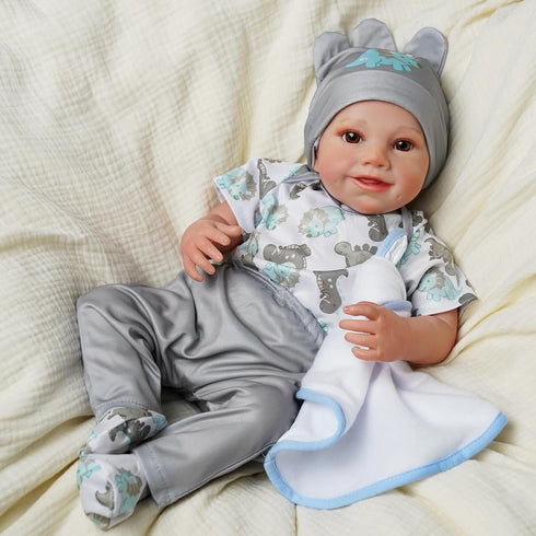 BABESIDE 6 Pcs Reborn Baby Doll Clothes for 17-22 Inch Dolls, Outfits with Hat for Newborn Boy & Girl