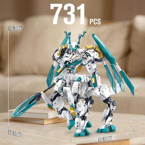Set, 2 1 731 14+ HIGH GODO Dragon Transforming Mech Building Blocks in Warrior City Action Robot Model Building Kit