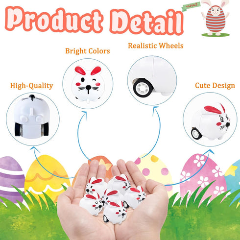 Kuihaazi 30 Pack Easter Pull Back Cars,Rabbit Toy Cars,Mini Bunny Toys for Kids,Easter Basket Stuffers,Easter Egg