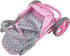 509 18", 2 3+ Crew: Cotton Candy Pink: Twin Tandem Doll Stroller - Pink, Grey, Polka Dot - Dolls Up to Holds Dolls