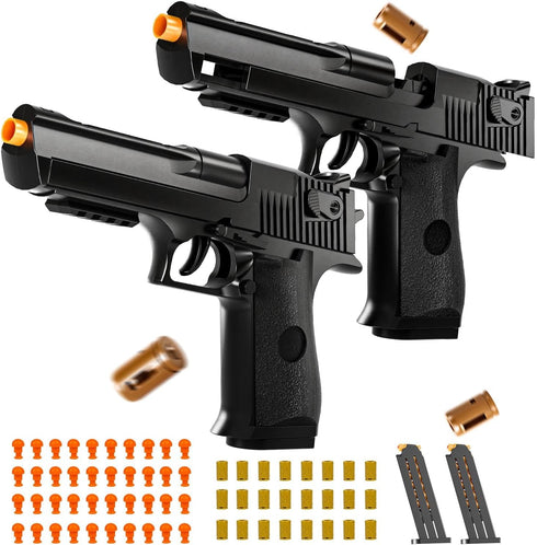 2 Pack Shell Ejecting Toy Gun - Semi-Automatic Handgun with Shell Ejection