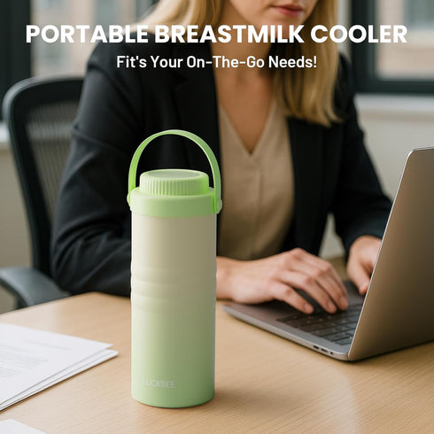 16oz 24 2pcs LUCKBEE Portable Breastmilk Cooler - Breast Milk Cooler Bottle with LCD Temp Display Cooling up to Hours