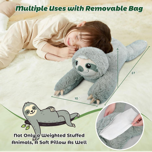 22" 4.5 lbs Kids,2-in-1 & Large Laying Sloth Plush, Weighted Stuffed Animals for Adults and Sloth Plushies
