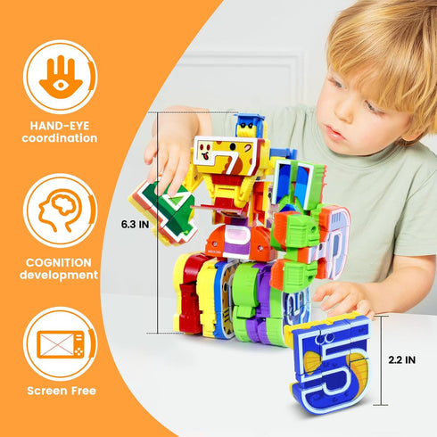 10-in-1 3+, 10 Animal Number Robots Transforming Toys STEM Learning Toys for Kids Ages Number Blocks with Digital