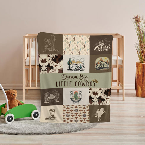 (03, 30x40 Western Blanket, Western Decor for Nursery Room, Baby Blankets for Boys Girls, Cowboy Baby Blankets, Western