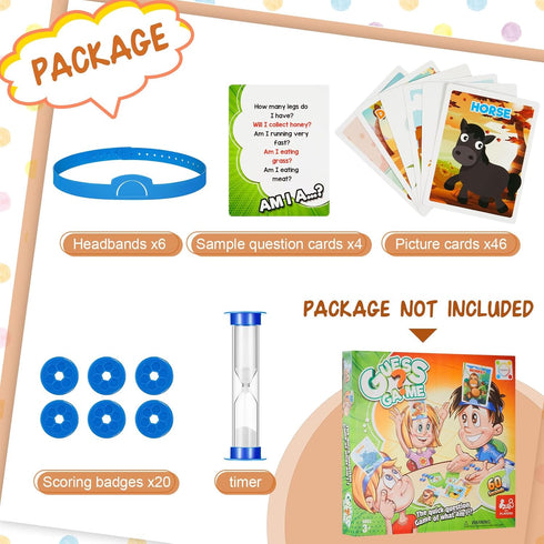 Sumind Headband Game - Animal Style Fun Guessing Game Set with Headbands, Picture Cards & Scoring Coins
