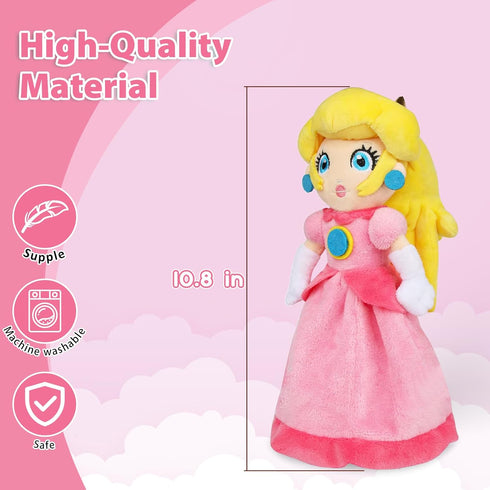 Princess Peach Plush Toy Princess Peach Doll Collection Mario Plush Stuffed Animals Toys 11 Inch (pink Sweet Gift for Mario Fans