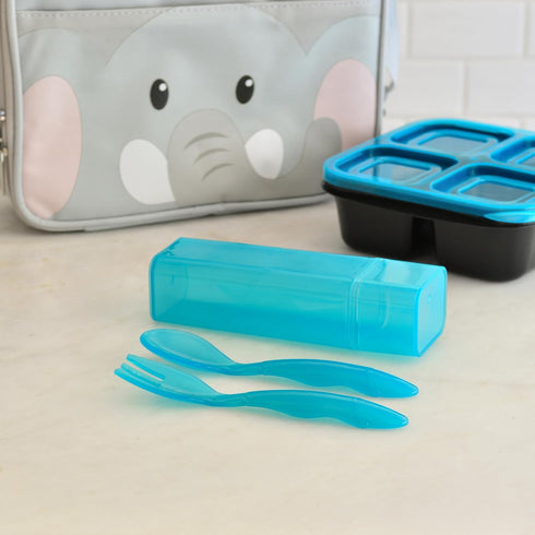 Youngever 6 Pack Plastic Toddler Utensils with Case, Kids Forks and Spoons, Large Size, Dishwasher Safe, Rainbow Colors