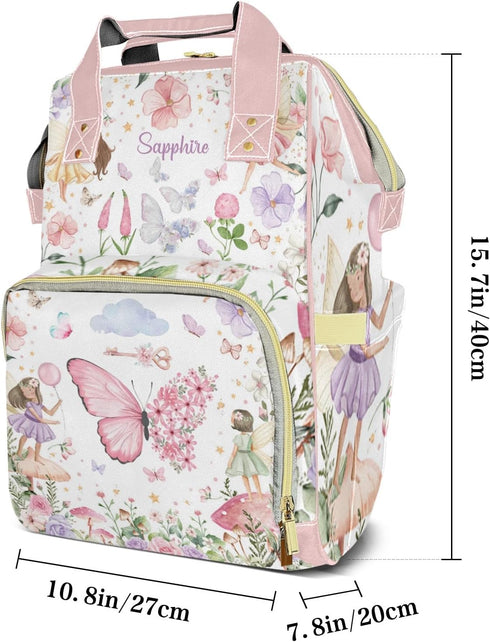 LiSoAkWE Backpack Backpack Mommy Backpack Fairy Garden Watercolor Butterfly Personalized Diaper Bag
