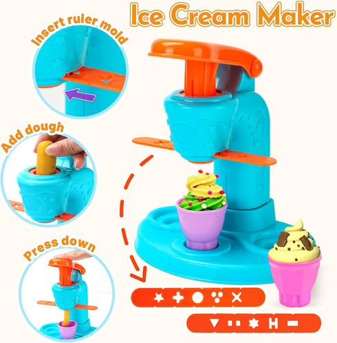 61 3 1 Sets 3-4-8, Playset Aprilwolf PCS in Dough for Kids Ages Art Crafts Dough Tools Kit, Ice Cream Noodle Cake Maker