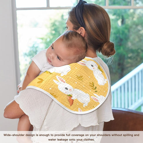 YETTASBIN Cartoon Bunny Muslin Baby Burp Cloth, Super Soft Absorbent Cotton Burp Rag Baby Bibs Feeding Cloth