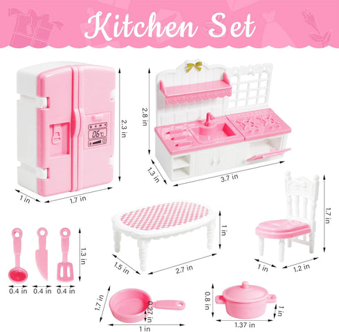 10 Pieces Mini Kitchen Set Dollhouse Kitchen Miniature Kitchen Set Doll Mini Kitchen for Kids Doll House Furniture and Accessories Set Mini Dollhouse Furniture 1 12 Scale