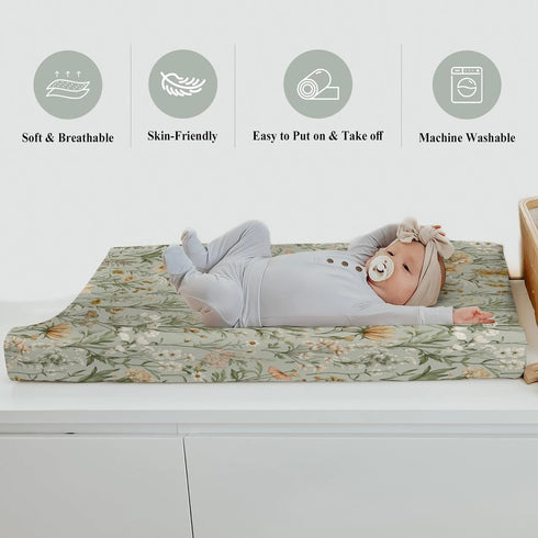 Summer 32''16'' Vintage Wildflowers Baby Changing Pad Covers for Boys Girls Retro Plant Fitted Change Table Pad Covers