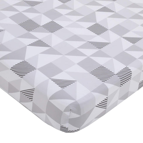 NoJo Modern Roaming - Geometric Grey & White Fitted Crib Sheet, Blue,