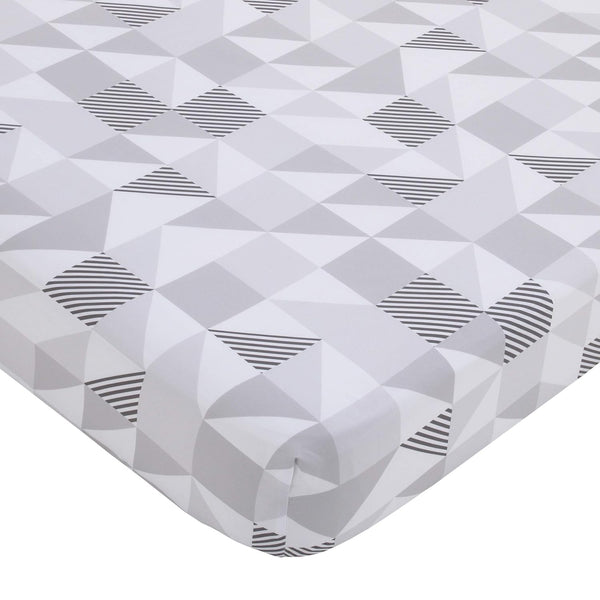 NoJo Modern Roaming - Geometric Grey & White Fitted Crib Sheet, Blue,