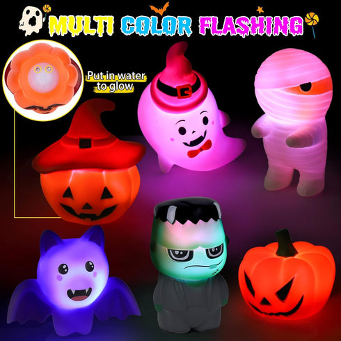 Halloween Light Up Bath Toys for Toddlers Kids, No Hole Bath Toys with Halloween Bath Book, LED Light Bath Time Water