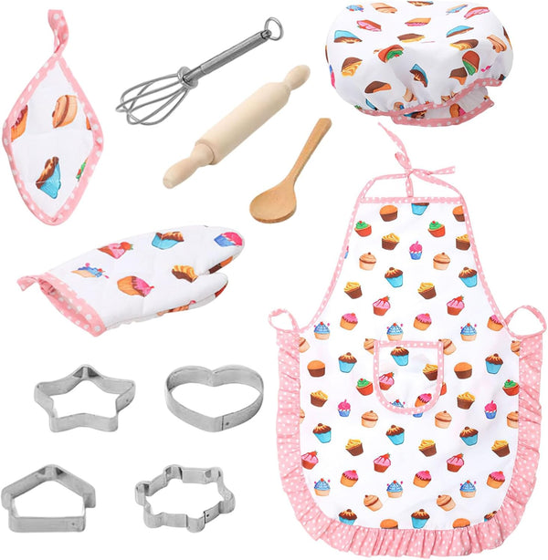 3 Otters Kids Chef Hat and Apron, 11 PCS Chef Costume Sets