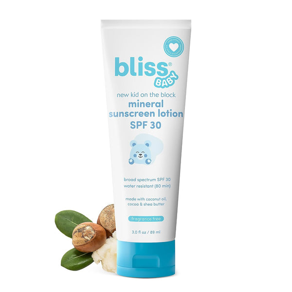 Bliss Baby Sunscreen, Premium SPF 30 Sunscreen Mineral Lotion, Natural Zinc Oxide,