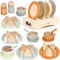 Wooden Play Dishes and Plates for Kids Kitchen Set, 27 PCS Wooden