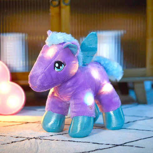 BSTAOFY Light up Pegasus Stuffed Animal Glow Unicorn LED Soft Plush Toys, Bedtime Nightlight Companion Gift for Kids on