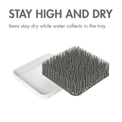 Boon Grass Plastic Drying Rack - Modern Baby Bottle Organizer, 9.75 x 9.88 x 3.0 inches - Gray