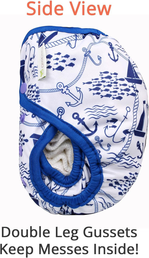 OsoCozy Gussets 8-35 One Size Reusable Cloth Diaper Covers - Adjustable Snap Fit & Double Leg for Baby Boys & Girls