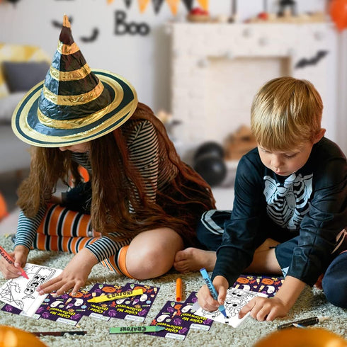 24 Pack 24 96 ArtCreativity Halloween Mini Coloring Book Kits for Kids Includes Small Coloring Books and Crayons