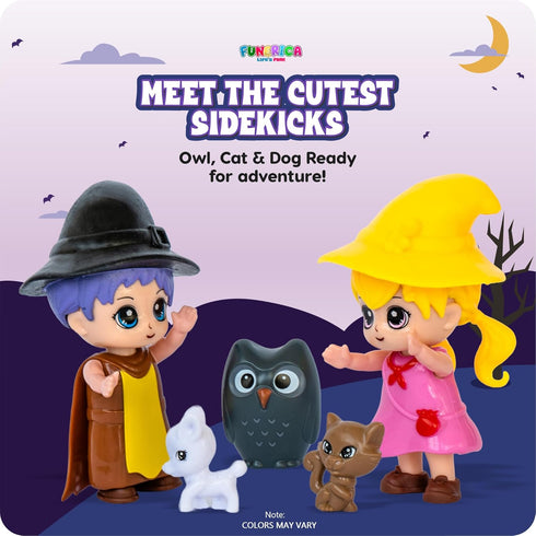 Playset FUNERICA Wizard Dollhouse People Imaginative Little People Guests & Accessories for Doll Houses and Pretend