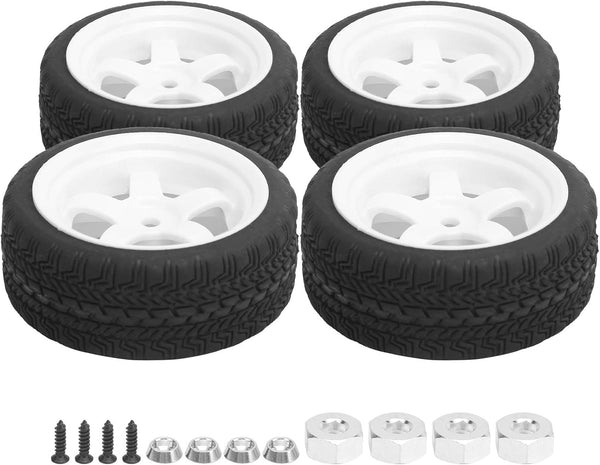 4Pcs 65mm RC Non-Slip Rubber Tires, Series Hub with Sponge Lining for WPL D12 1/10 Wheel Upgrade Accessories