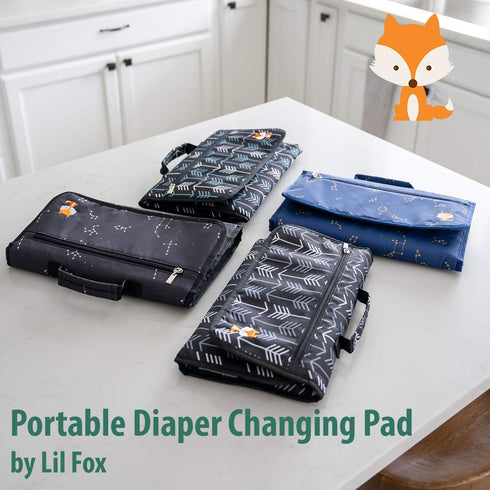 Lil Fox Portable Changing Pad - One-Hand Diaper Change Pad for Baby Diaper Bag or Changing Table. Unisex Baby Shower