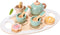 MONT PLEASANT 15pcs Wooden Tea Set for Little Girls, Toddler Play Kitchen Accessories, Play Food Playset for Kids Tea