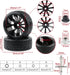 4pcs 1/10 RC Drift Wheels, 12mm Hex Drift Wheels and Tires for HSP Redcat HPI Tamiya, with Flange Lock Nuts