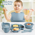 mraisebossup Set 15 Silicone Baby Feeding PcsBaby Plates,Baby Spoons Suction Bowl Divided Plate Bib Cup Finger Brush