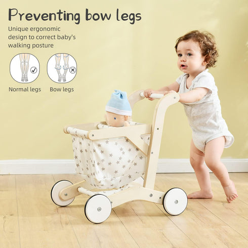 1 15.2 18.7 19.7 labebe Baby Push Walker Doll Stroller, Push Toy for Toddler, Shopping Cart for Girls and Boys Years