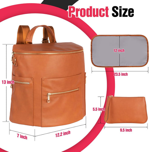 Backpack Mommy 33) Minsong Fashion Leather Diaper Bag Women Purse, Travel Diaper Bag for Baby with Changing Pad