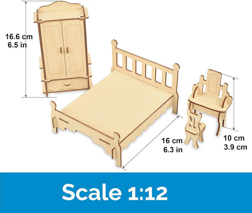 1/12 3D Large,28 BOHS Wooden Dolls House Furniture Scale - Puzzles for Miniature Dollhouse Furniture Accessories - PCS