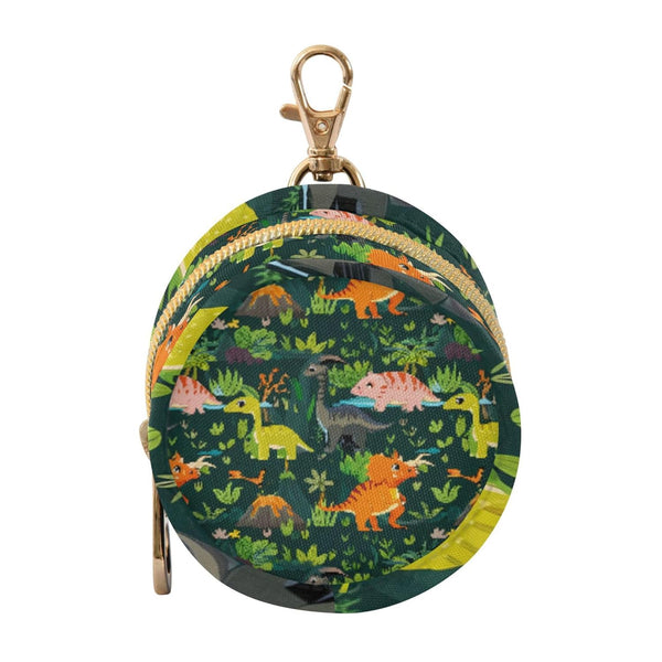 PYBUG Dinosaurs Round Pacifier Storage Case, Polyester & TPU Lined with Hook Buckle,