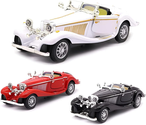 PUXU 1:28 Pullback 6.5in/16.8cm) Scale Diecast Metal Antique Classic Model Cars Collectible Toy Gifts (White,Length