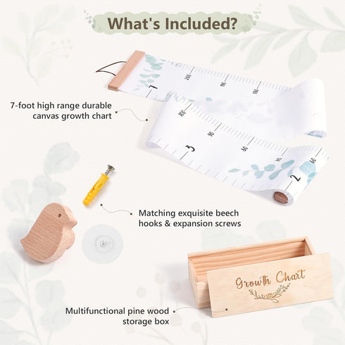 7 let's make Growth Chart for Wall Ft Height Chart with Keepsake Box & Hook Waterproof Canvas Measure Wall Ruler